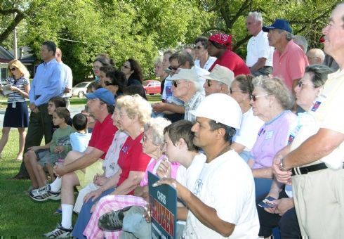 Lauzen supporters watch intently as Chris makes his candidacy announcement.