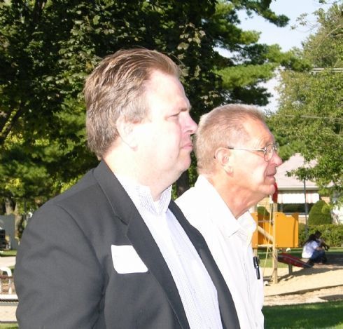 Grassroots Coordinator Kevin Reger looks on during Chris Lauzen`s announcement speech.