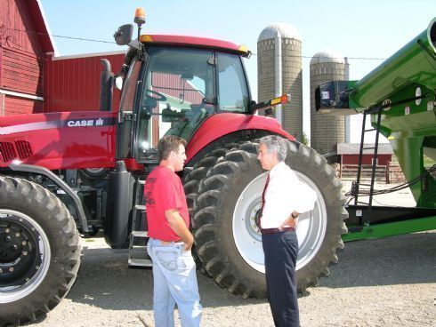 Congressional candidate Chris Lauzen gets a tour of the Brummel farm in Plano, Illinois as part of the Listening Tour.