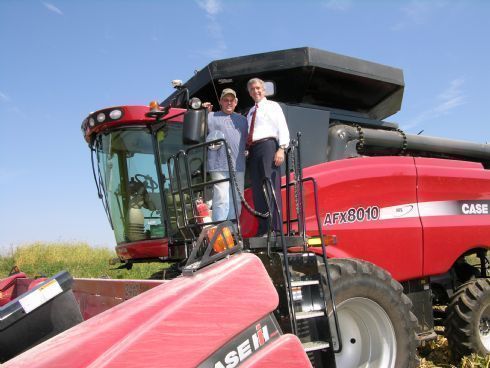 Pausing for a moment atop a Case combine at the Brummel farm in Plano, Illinois.