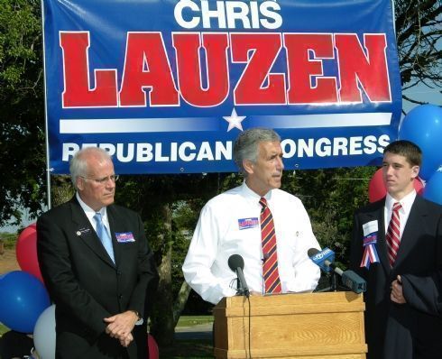 State Senator John Milner and Rob Lauzen follow closely as Chris Lauzen makes his announcement for the 14th Congressional Race.